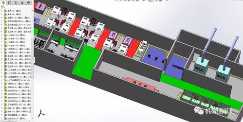 廠房設備布置圖3d模型圖紙 solidworks設計